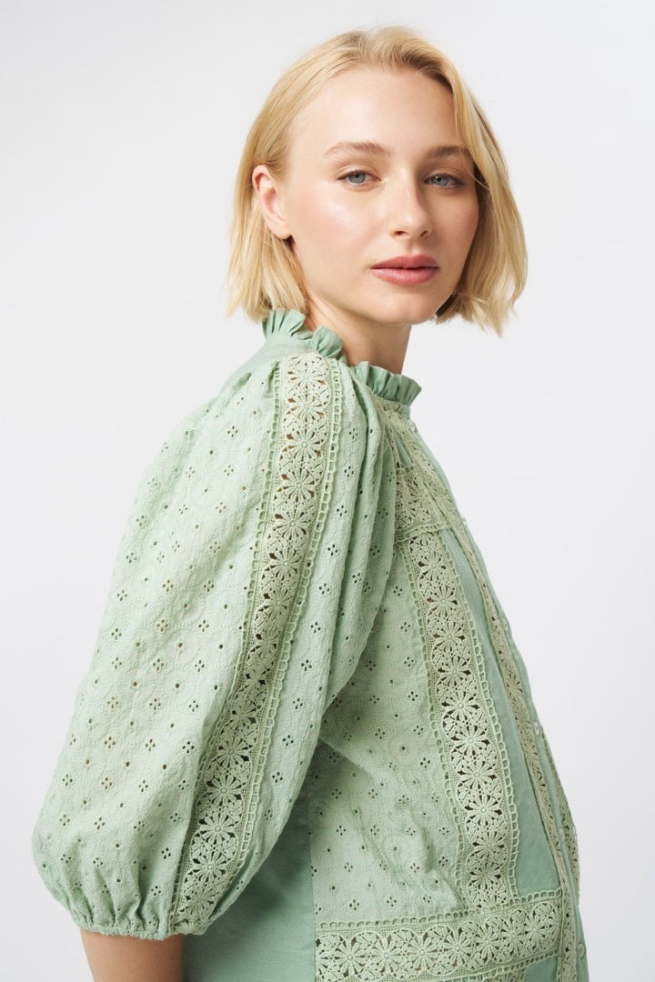 Isabella Shirt - Grape Green Blouse Kireina