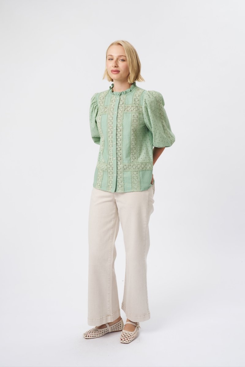Isabella Shirt - Grape Green Blouse Kireina