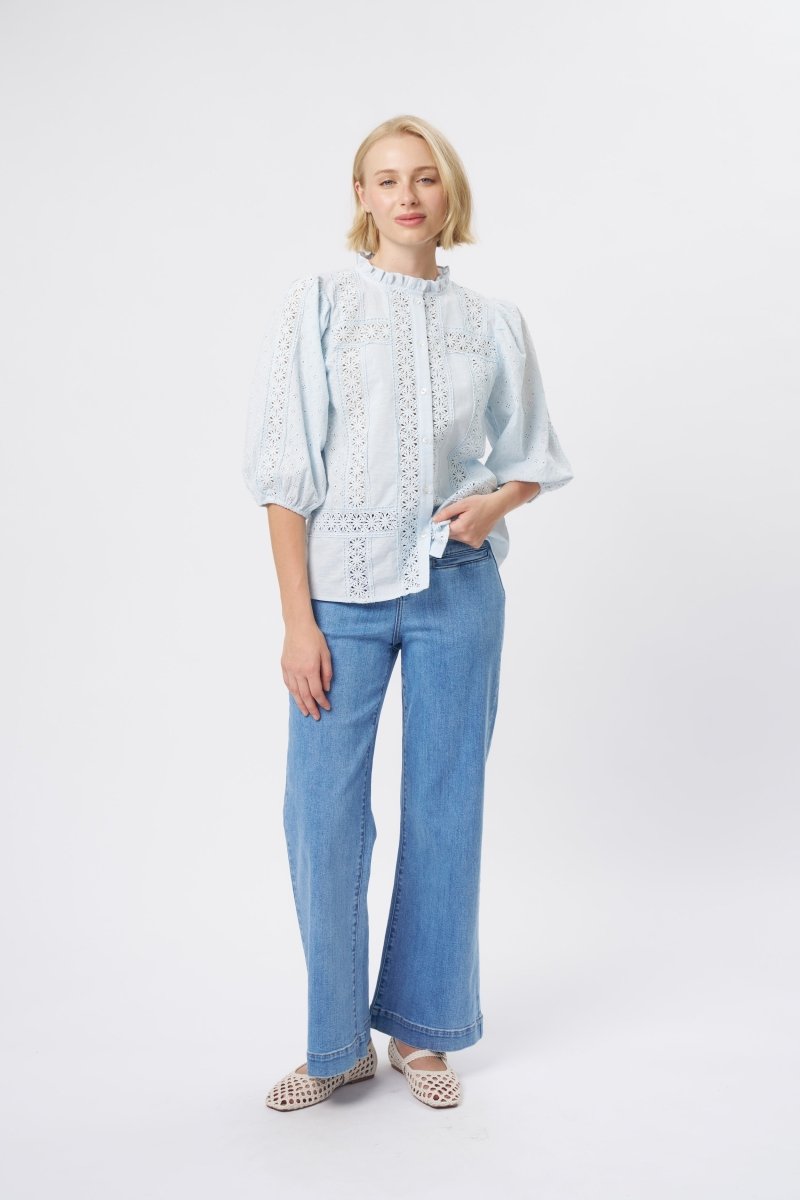 Isabella Shirt - Powder Blue Blouse Kireina