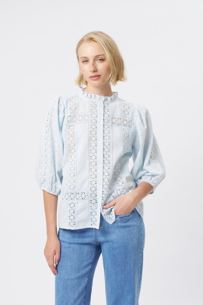 Isabella Shirt - Powder Blue Blouse Kireina