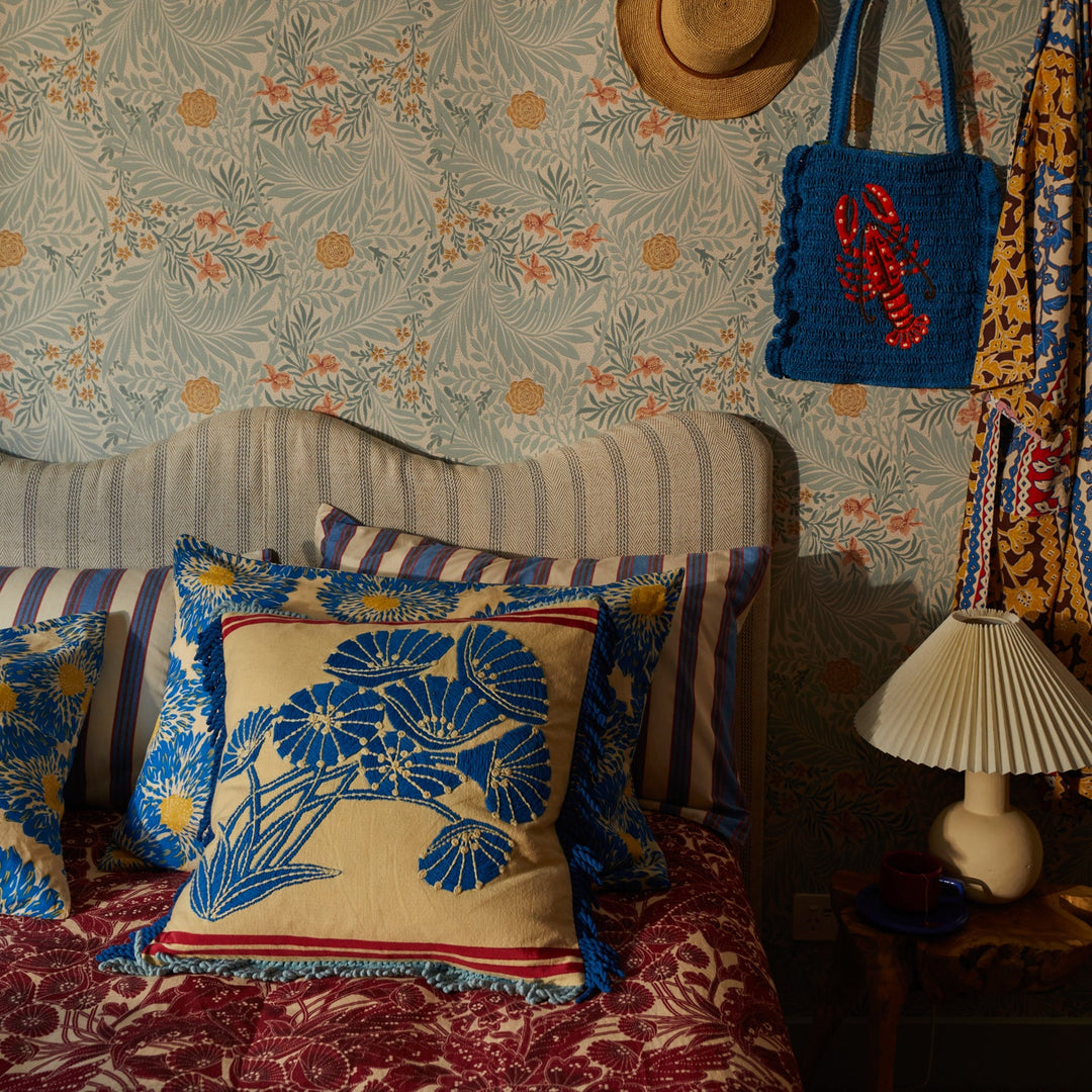 Emilia Embroidered Cushion Sage & Clare