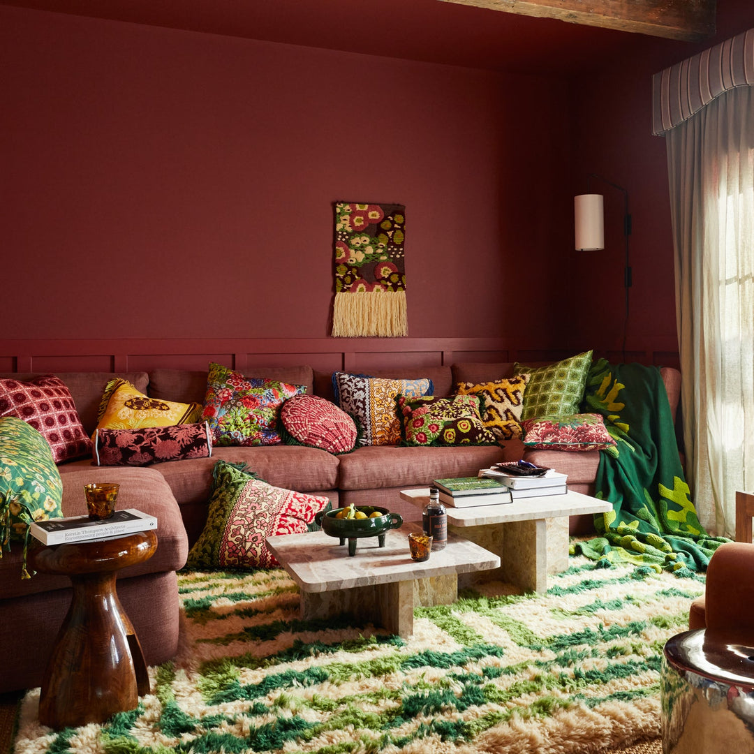 Thea Velvet Cushion - Kelp Sage & Clare