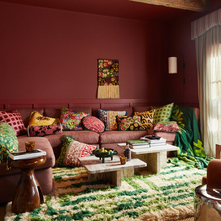 Thea Velvet Cushion - Kelp Sage & Clare