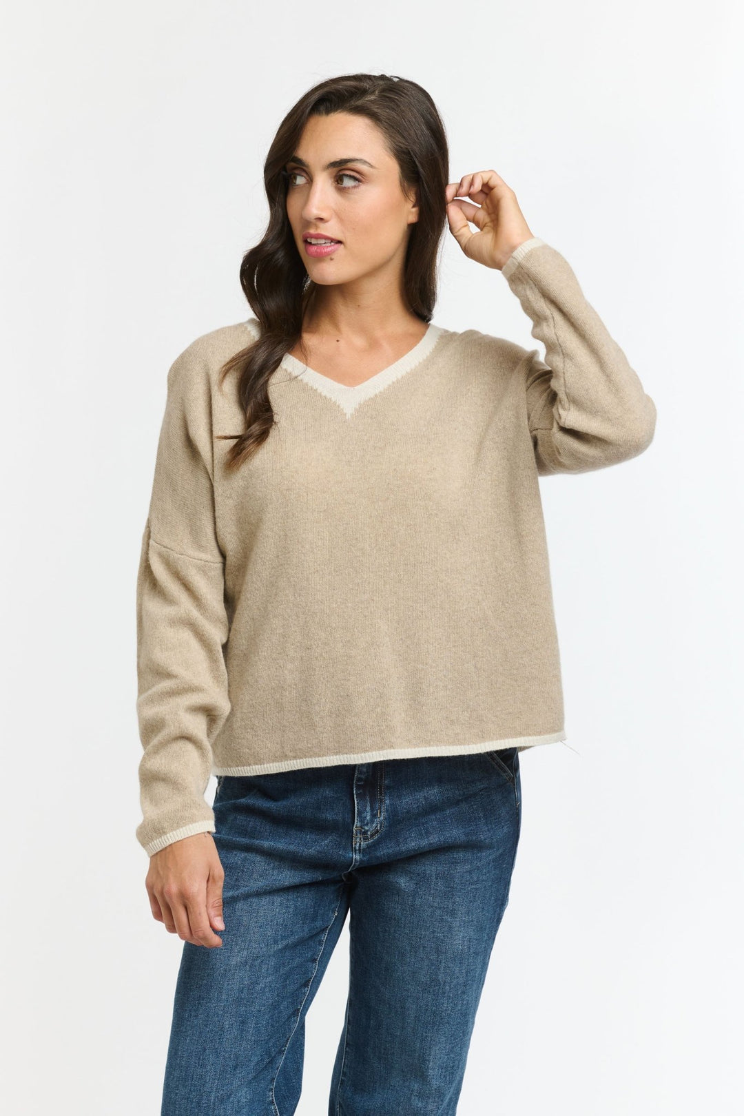 Italian Star Cashmere Tracks Jumper - Beige jumper Italian Star