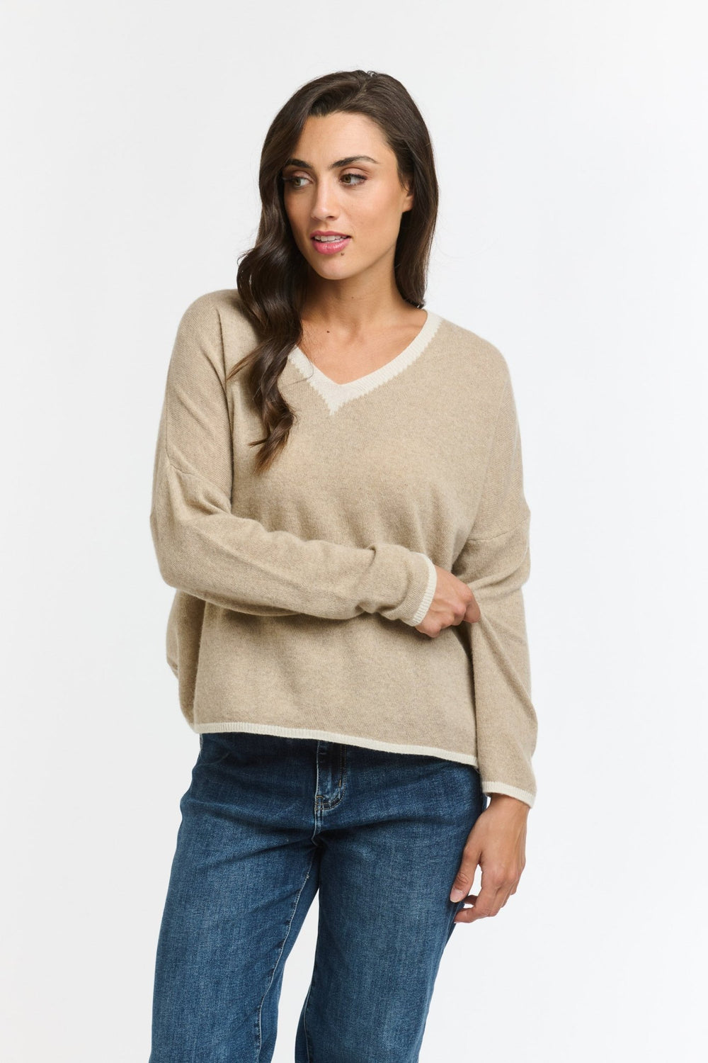 Italian Star Cashmere Tracks Jumper - Beige jumper Italian Star