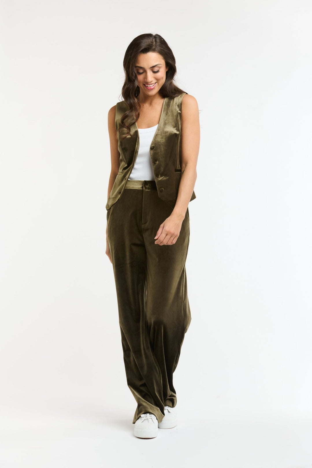 Italian Star Jets Velvet Vest - Khaki Jacket Italian Star