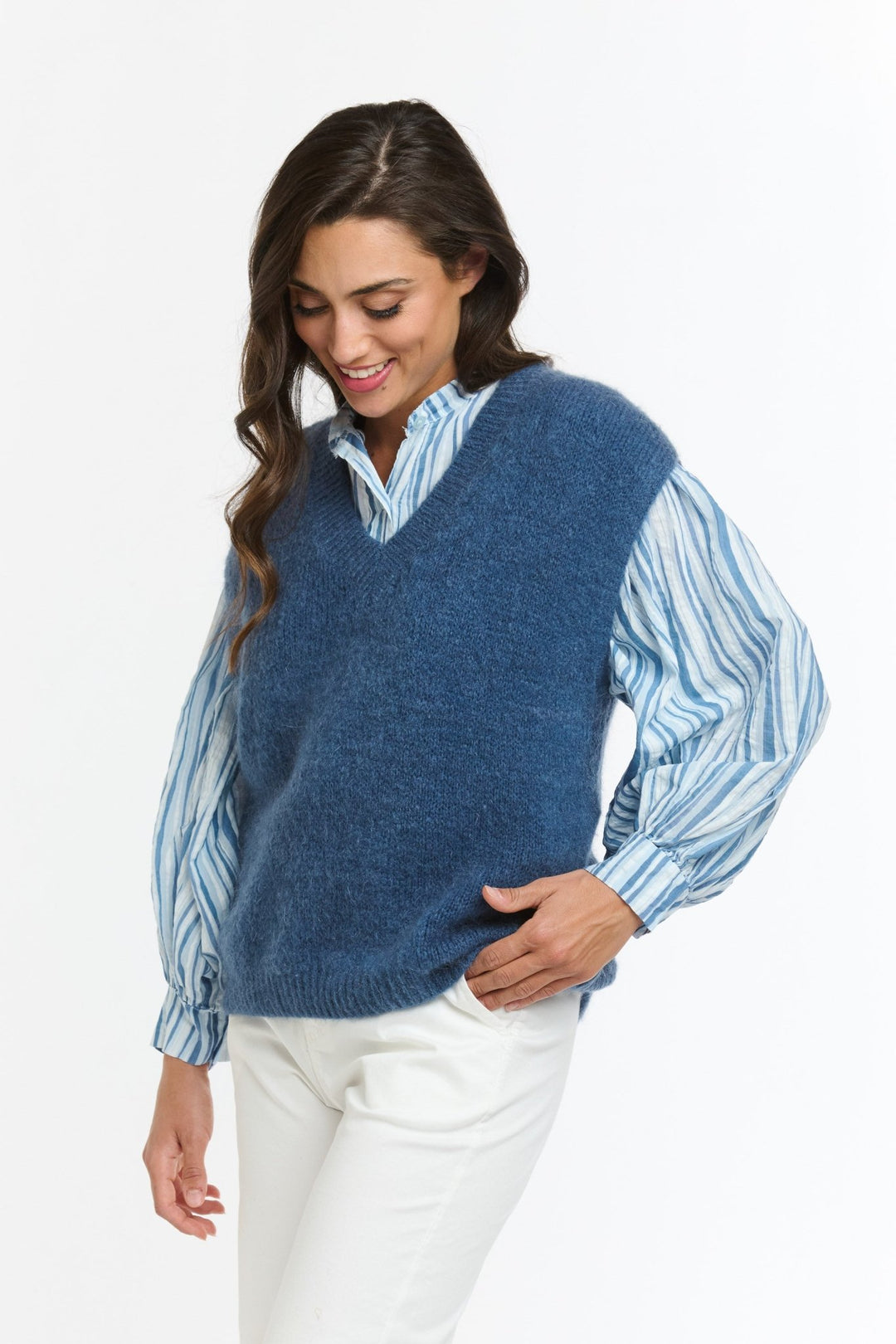 Italian Star Mohair links vest - Denim jumper Italian Star