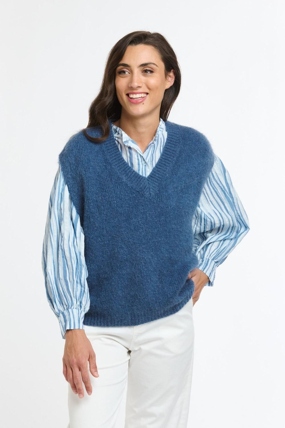 Italian Star Mohair links vest - Denim jumper Italian Star