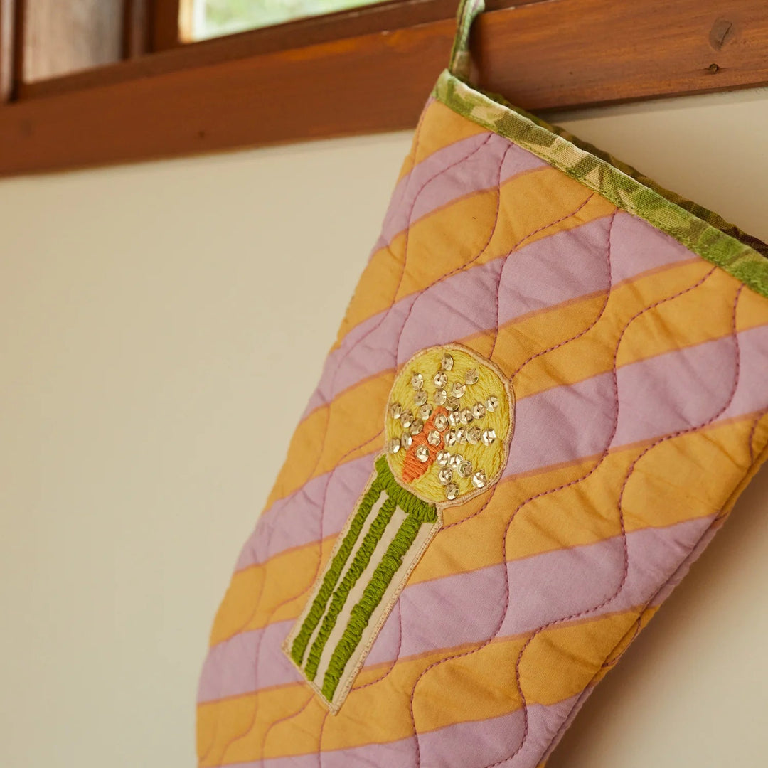 Jarita Stripe Christmas Stocking - Mauve Christmas Sage & Clare
