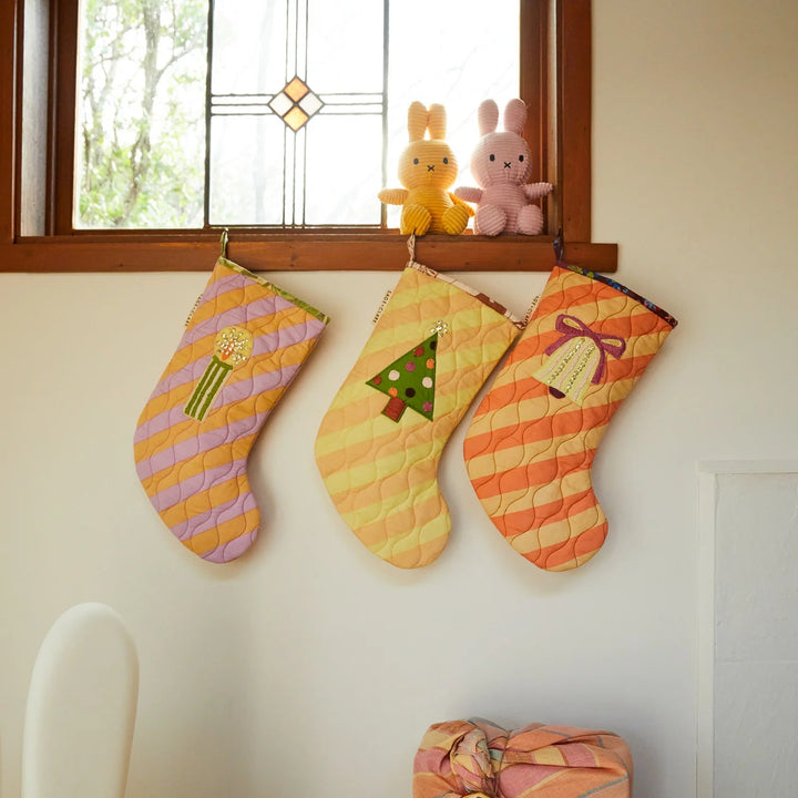 Jarita Stripe Christmas Stocking - Mauve Christmas Sage & Clare