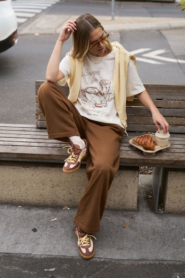 Jenna Tapered Trackpant - Toffee track pants Ceres Life