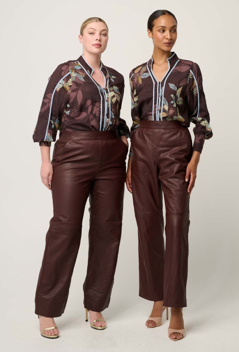 Joan Leather Elasticated Waist Straight Leg Pant in Oxblood Pant Once Was