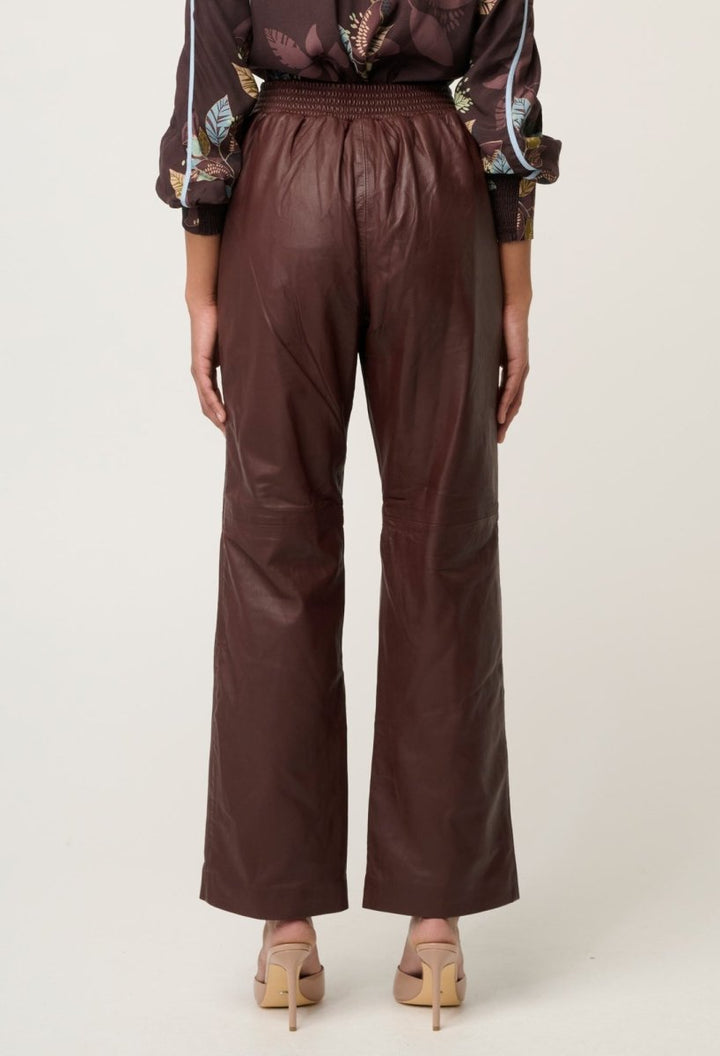 Joan Leather Elasticated Waist Straight Leg Pant in Oxblood Pant Once Was
