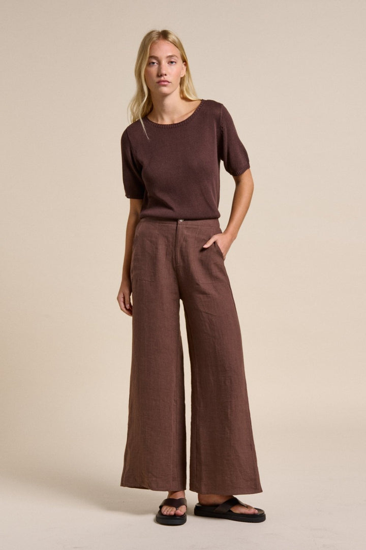 Jude Linen pants - Chocolate - Stanleyandstone