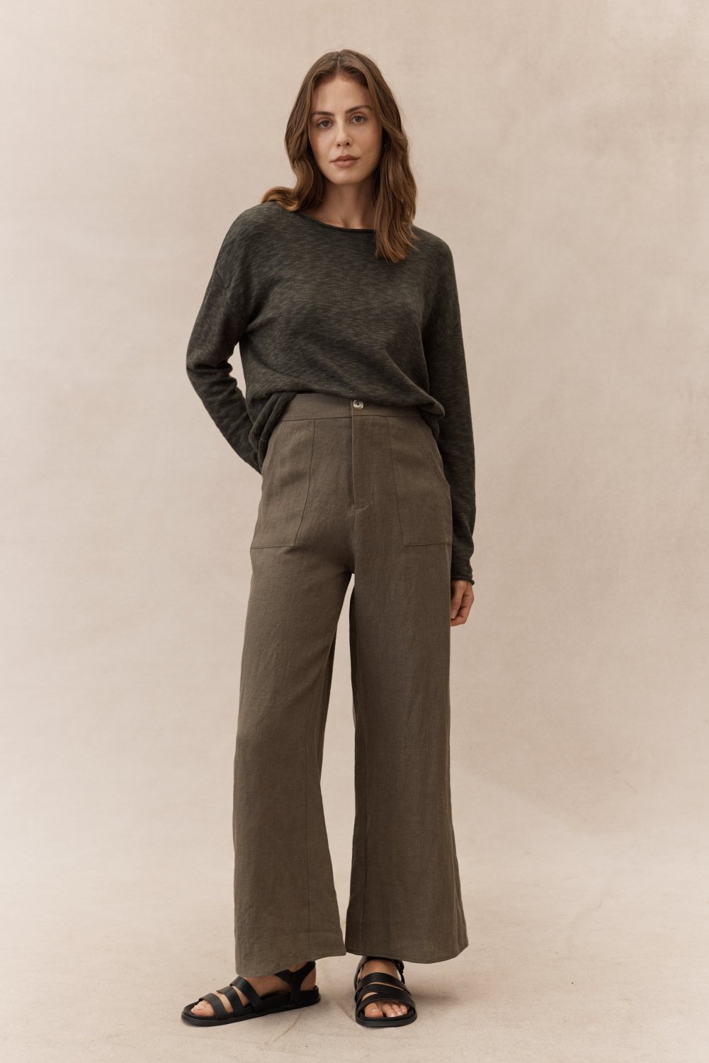 Jude Linen pants - Chocolate - Stanleyandstone