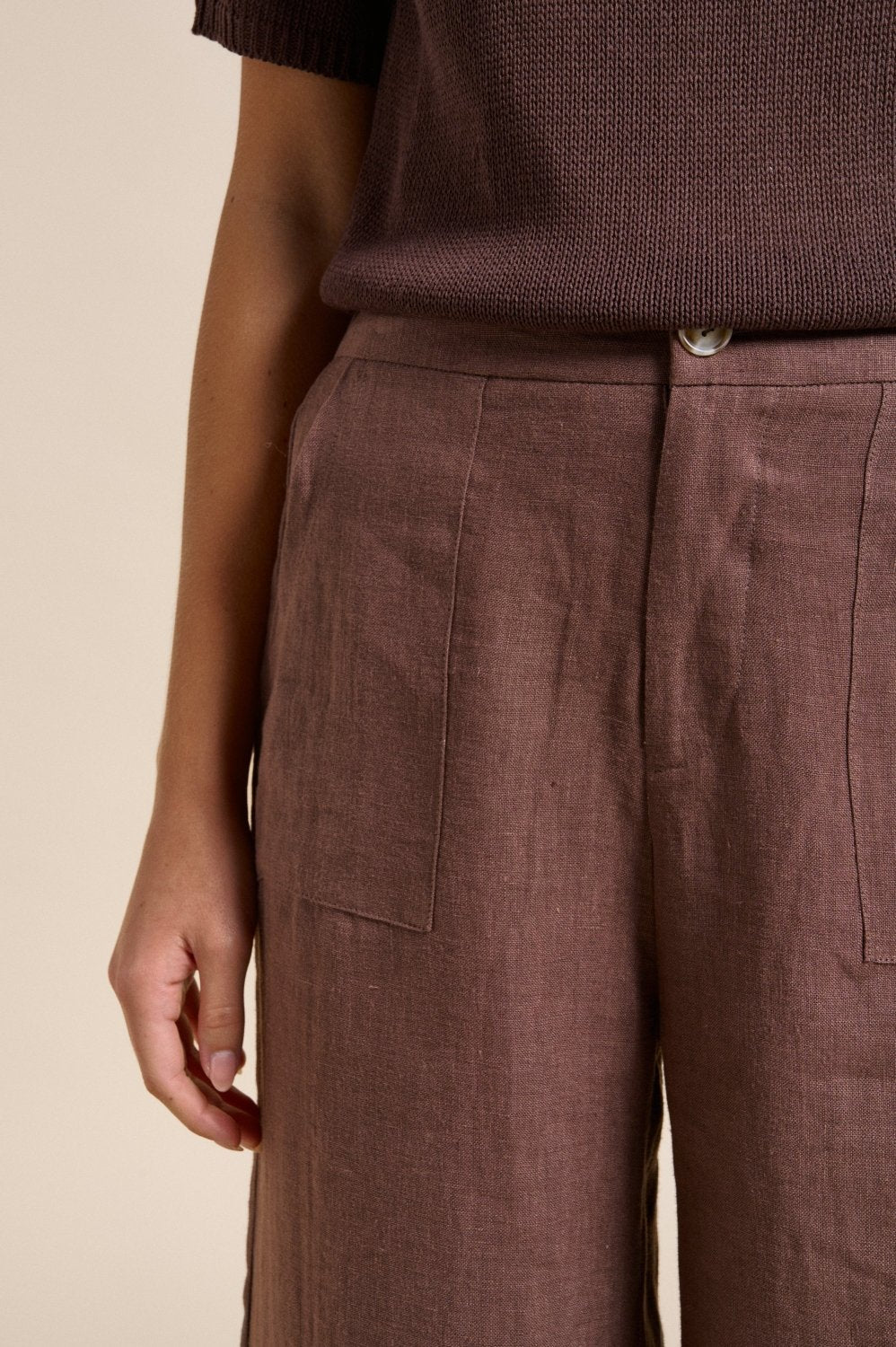 Jude Linen pants - Chocolate - Stanleyandstone
