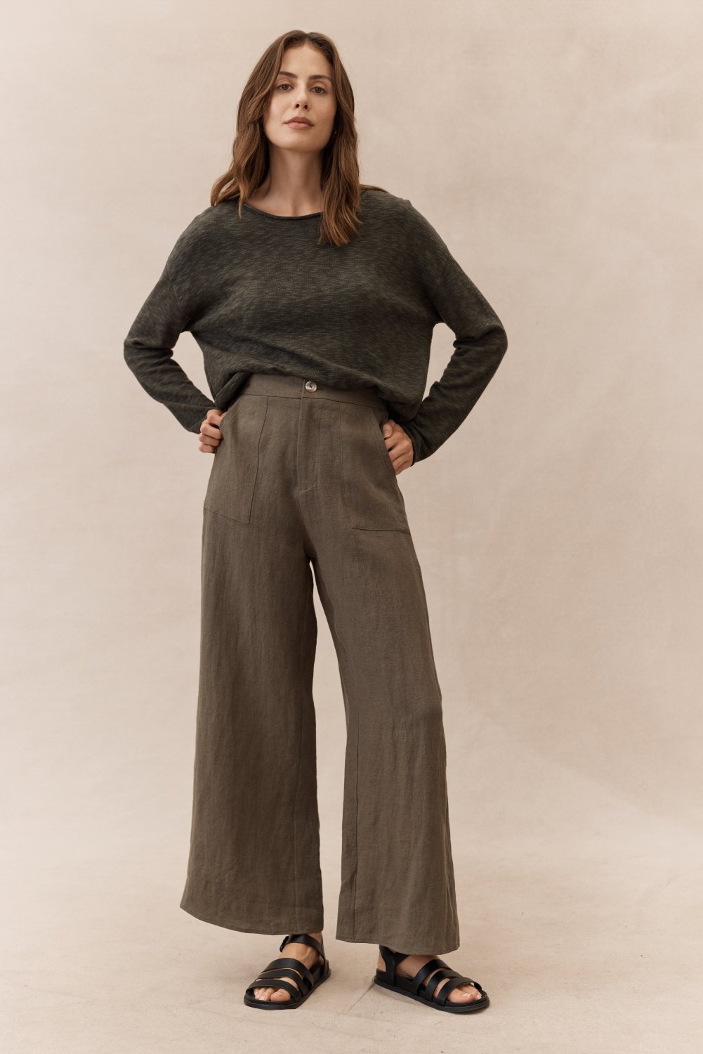 Jude Linen pants - Chocolate - Stanleyandstone