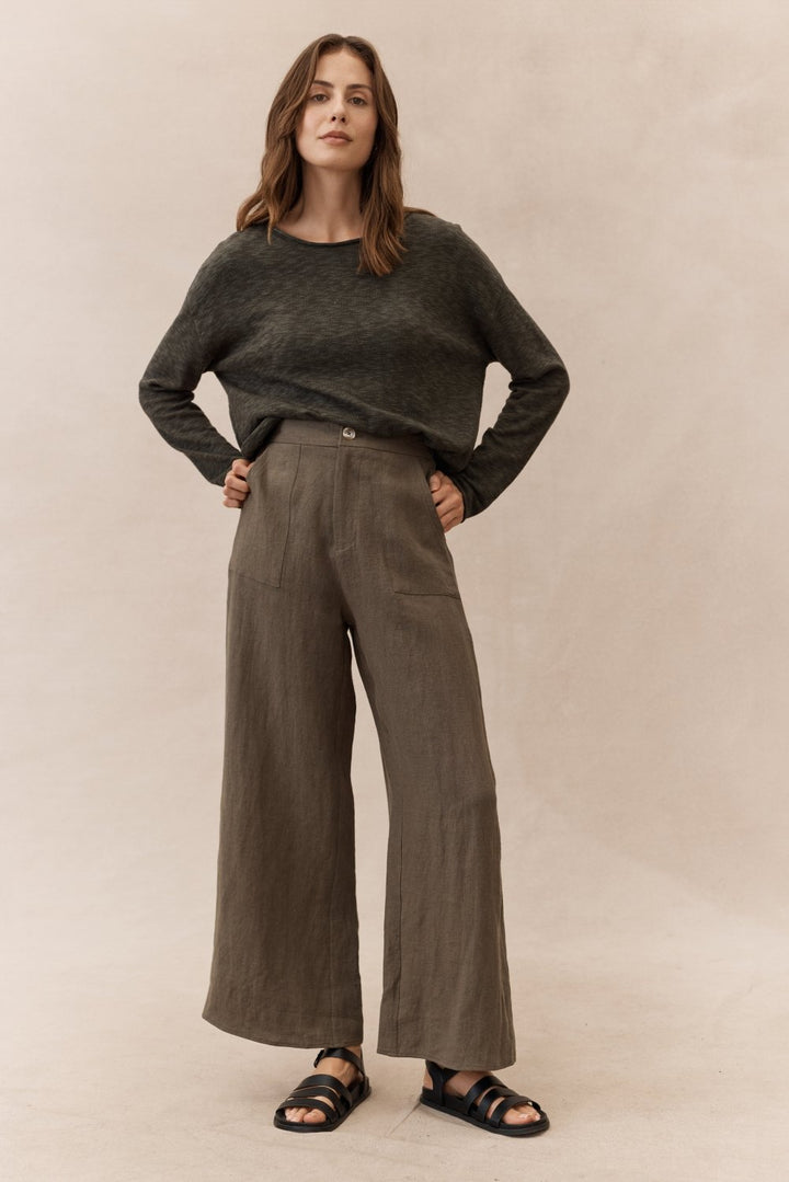 Jude Linen pants - Chocolate - Stanleyandstone