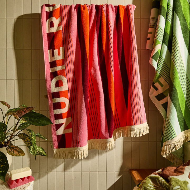 June Nudie Bath Sheet - Dahlia towel Sage &amp; Clare