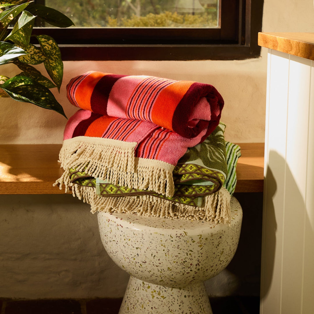June Nudie Bath Sheet - Dahlia towel Sage &amp; Clare