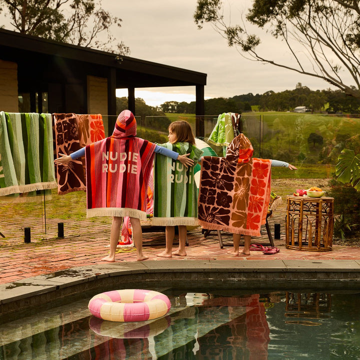 June Nudie Hooded Towel - Dahlia towel Sage &amp; Clare
