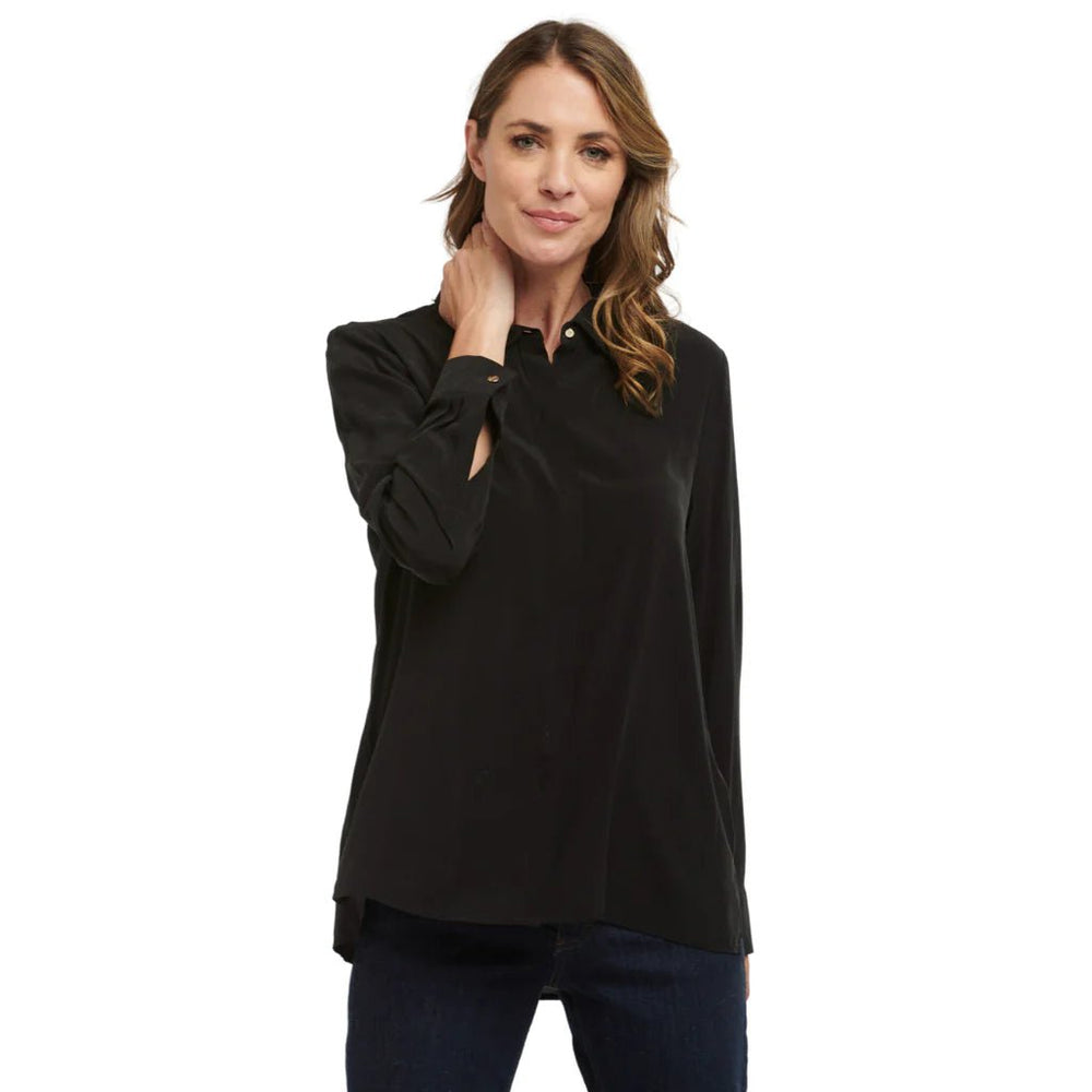 KATIE WOMENS CUPRO BLOUSE - BLACK blouse MOKE