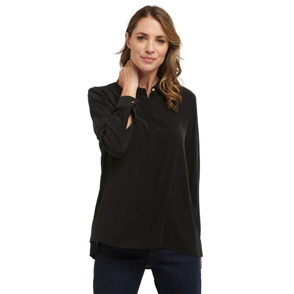 KATIE WOMENS CUPRO BLOUSE - BLACK blouse MOKE