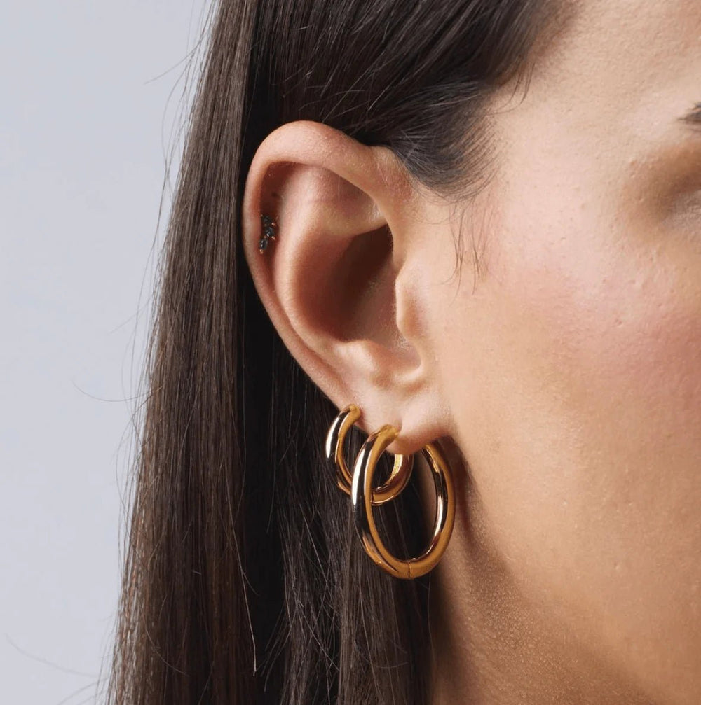 Kendall Brushed Hoop earing Gold - Large earing Zafino Jewellery