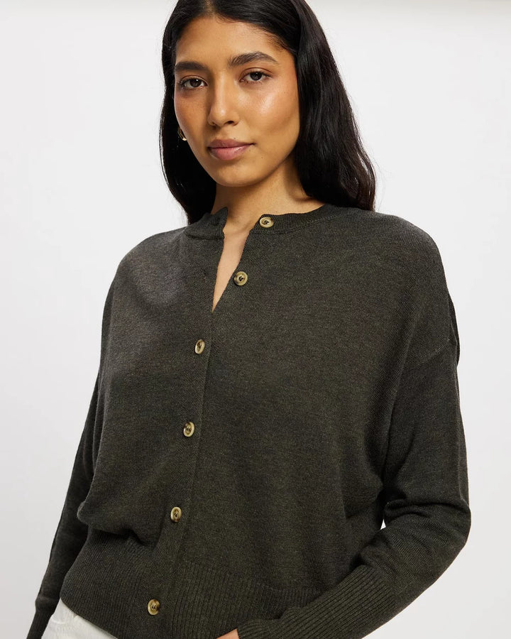 Dacey Cardigan - Khaki cardigan White by FTL