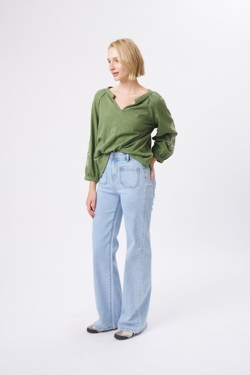 Kimberley Top - Moss Green Blouse Kireina Australia