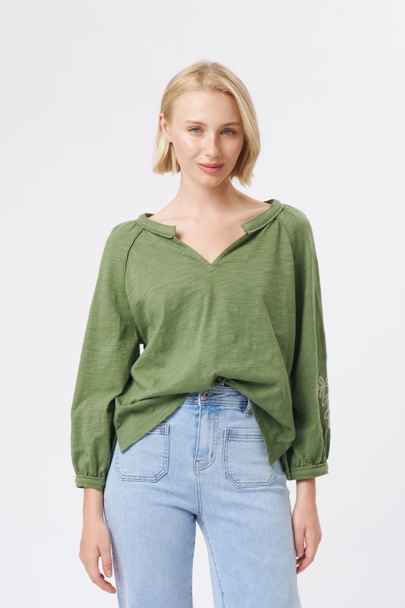 Kimberley Top - Moss Green Blouse Kireina Australia