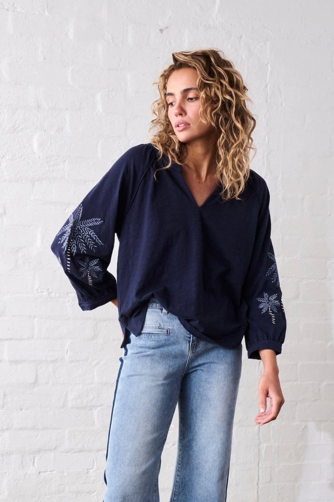Kimberley Top - Navy Blouse Kireina
