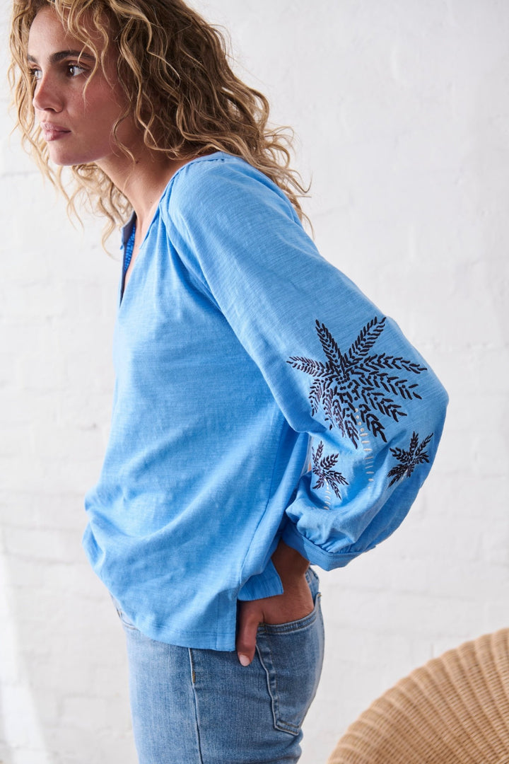 Kimberley Top - Sky Blue Blouse Kireina