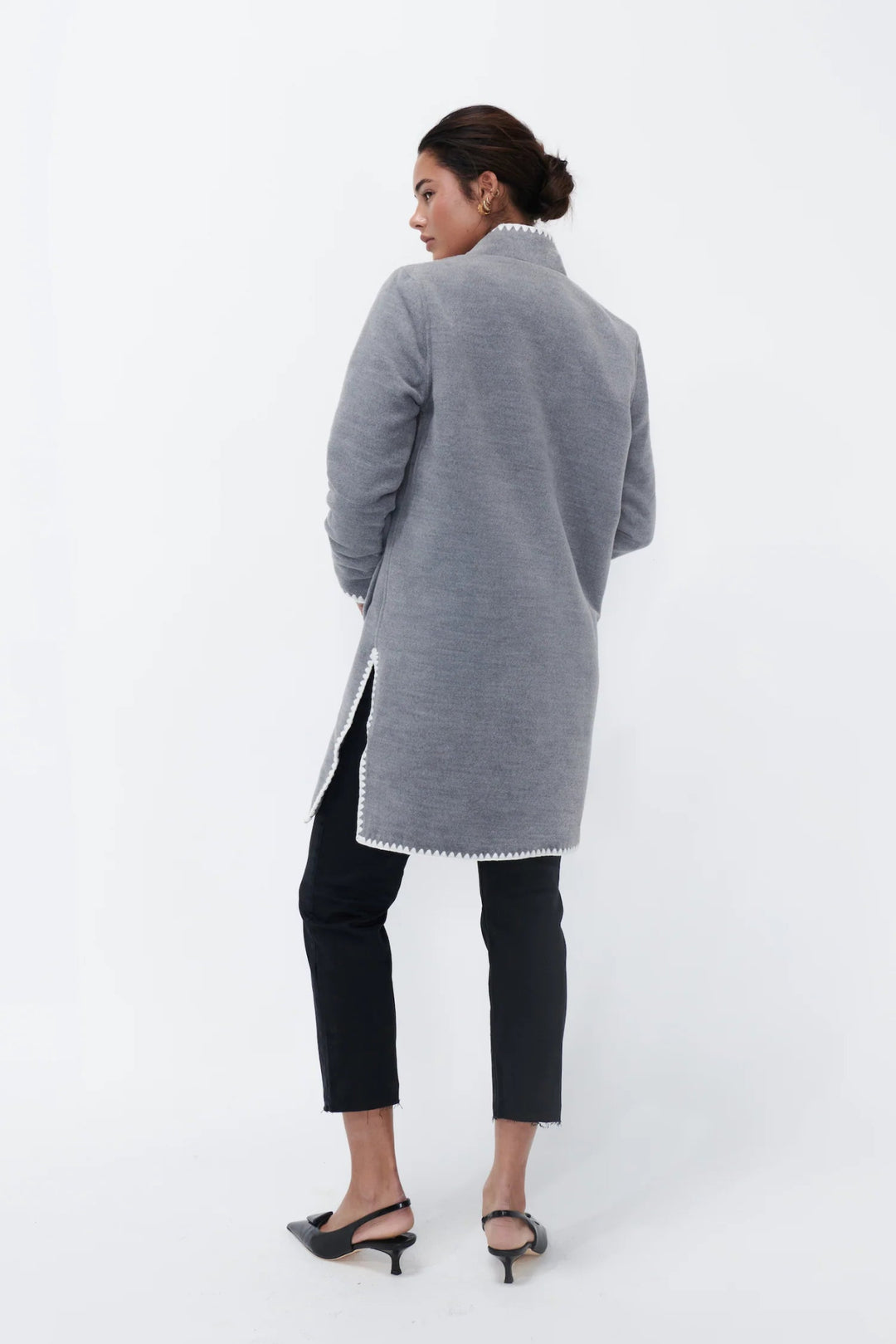 Kireina - Rye Blanket Stitch Coat - Grey Coats & Jackets Kireina