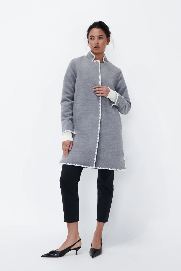 Kireina - Rye Blanket Stitch Coat - Grey Coats & Jackets Kireina