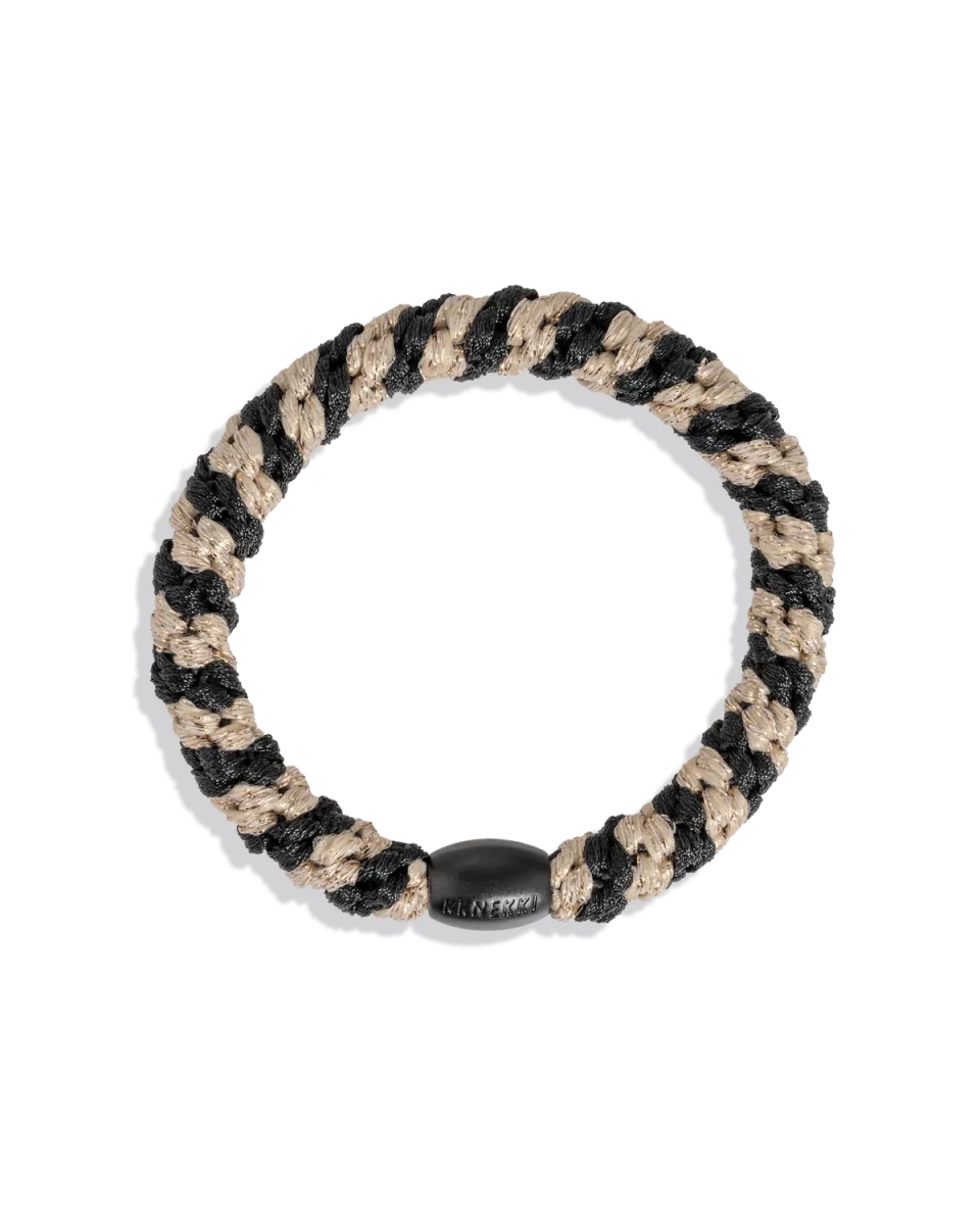 KKINEKKI BLACK-BEIGE GLITTER STRIPE KKINNEKKI hair tie KKNEKKI original hair ties