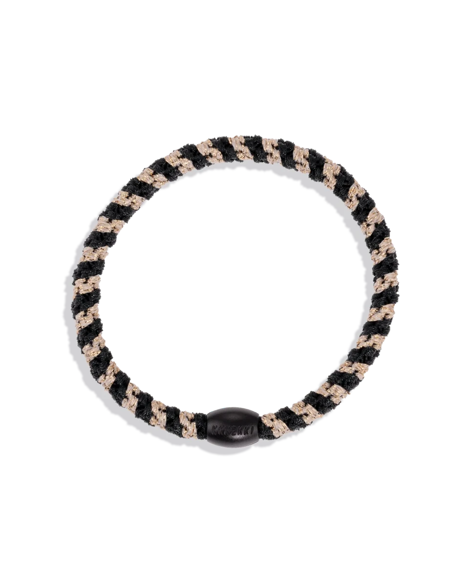 KKINEKKI BLACK-BEIGE GLITTER STRIPE KKINNEKKI hair tie KKNEKKI original hair ties