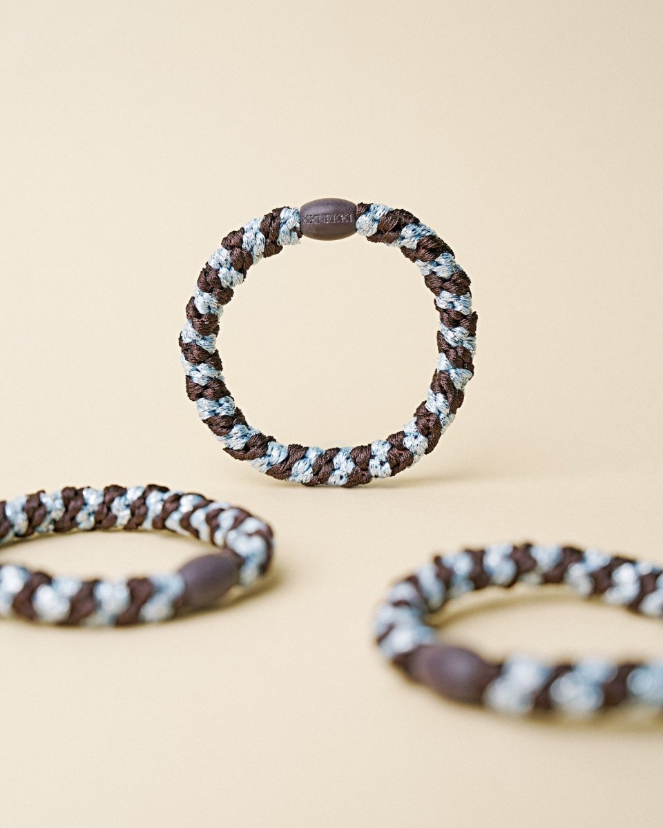 KKINEKKI BROWN SEABLUE GLITTER STRIPE KKINNEKKI hair tie KKNEKKI original hair ties