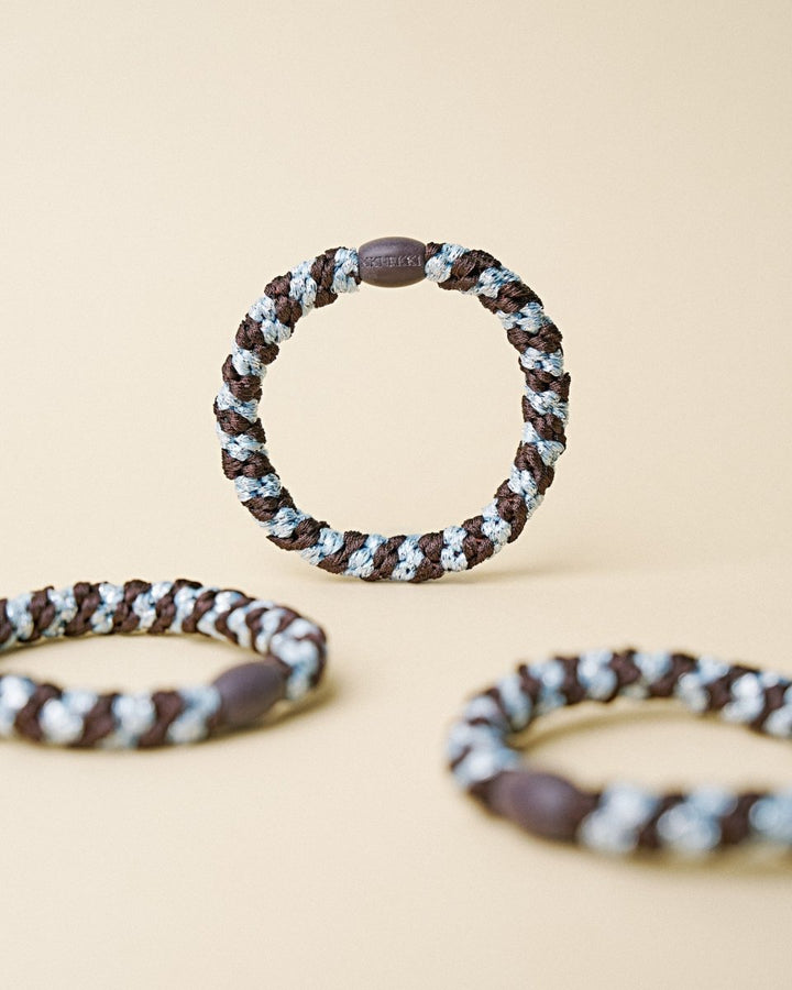 KKINEKKI BROWN SEABLUE GLITTER STRIPE KKINNEKKI hair tie KKNEKKI original hair ties