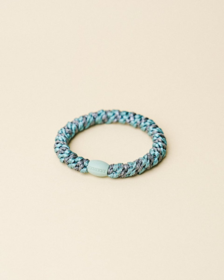 KKINEKKI TEAL STEEL GREY GLITTER STRIPE KKINNEKKI hair tie KKNEKKI original hair ties
