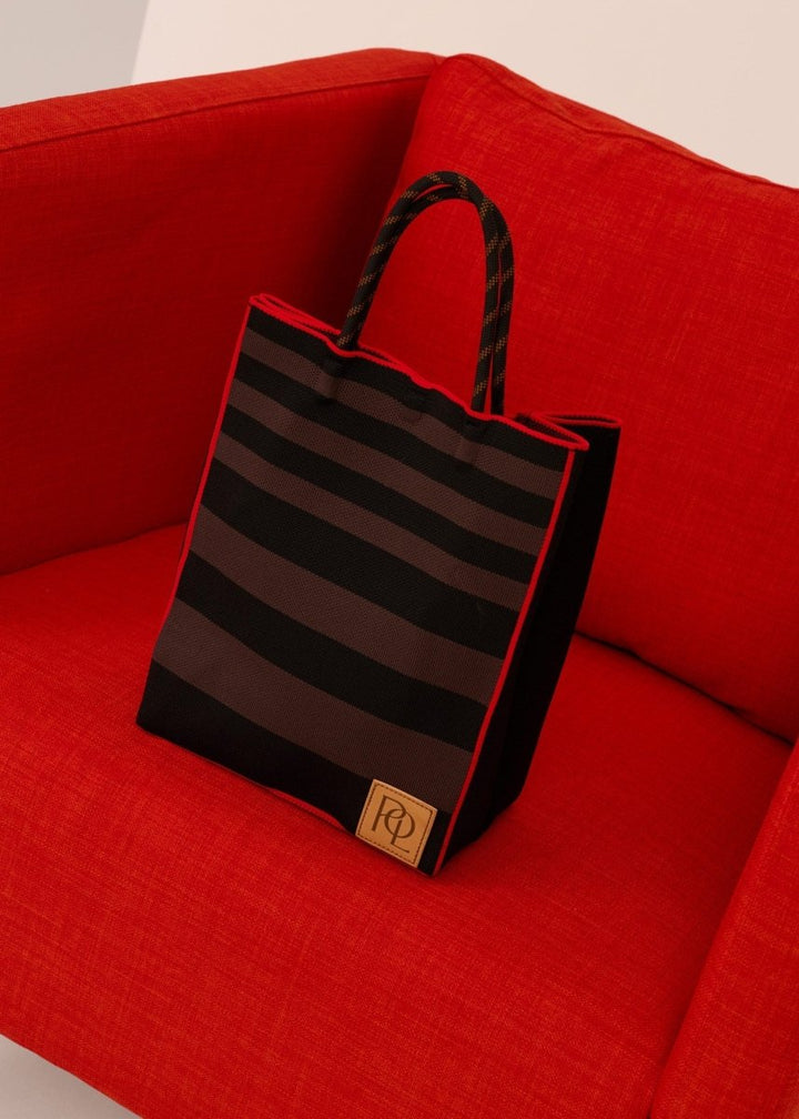 Kline Knit Tote - Choc/Black/Red POL