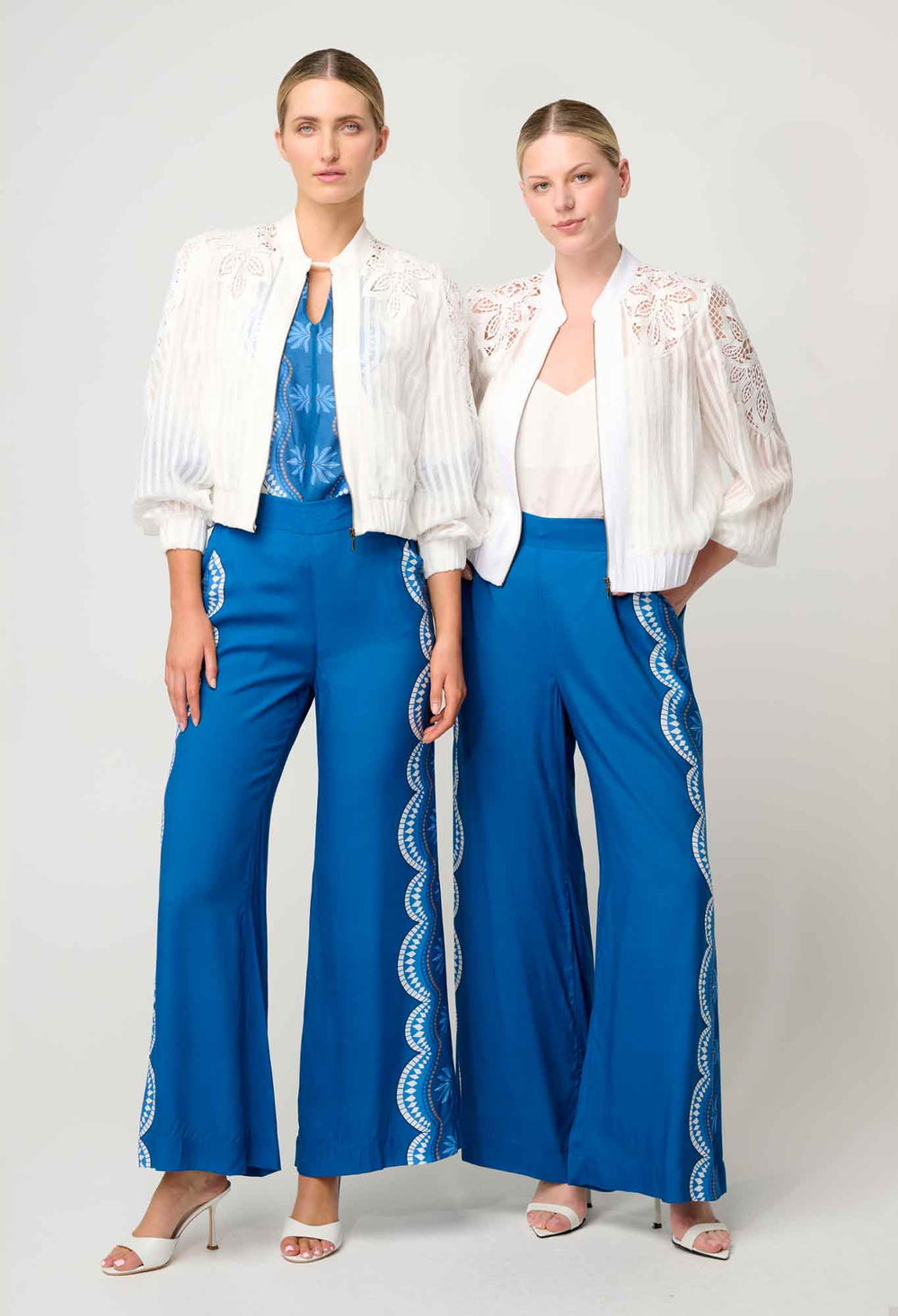 Lamia Tencel Lace Detail Bomber in Ivory - Stanleyandstone