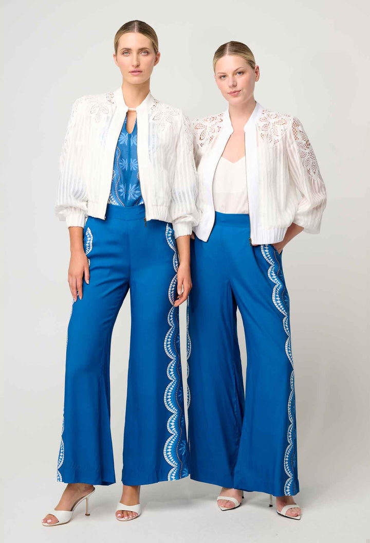 Lamia Tencel Lace Detail Bomber in Ivory - Stanleyandstone