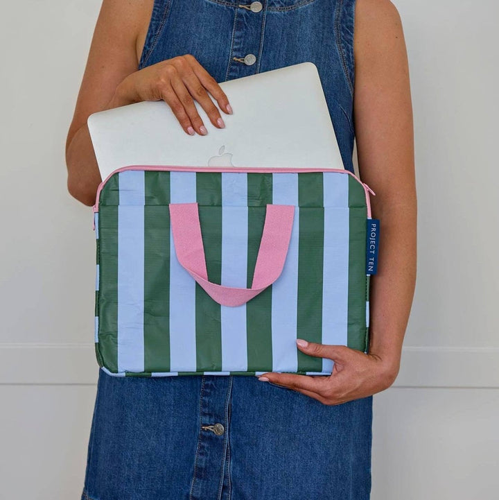 Laptop Case – Green Blue Stripe Project Ten Pty Ltd