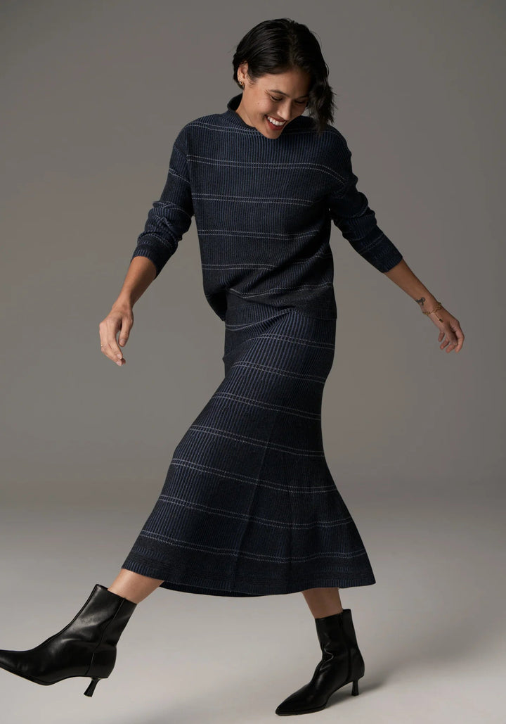 Lara Stripe Knit - Charcoal Blue - Stanleyandstone