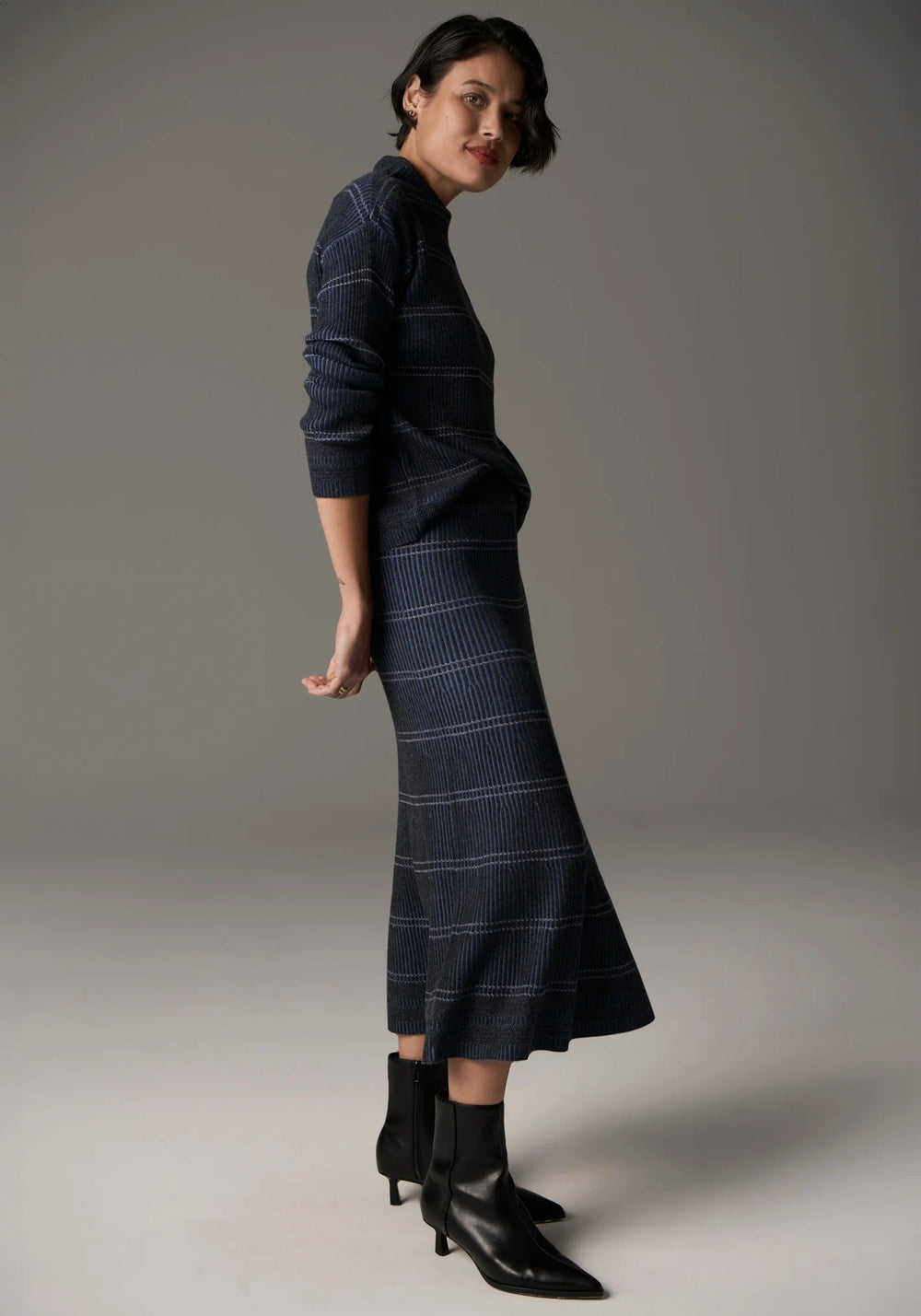 Lara Stripe Knit - Charcoal Blue - Stanleyandstone