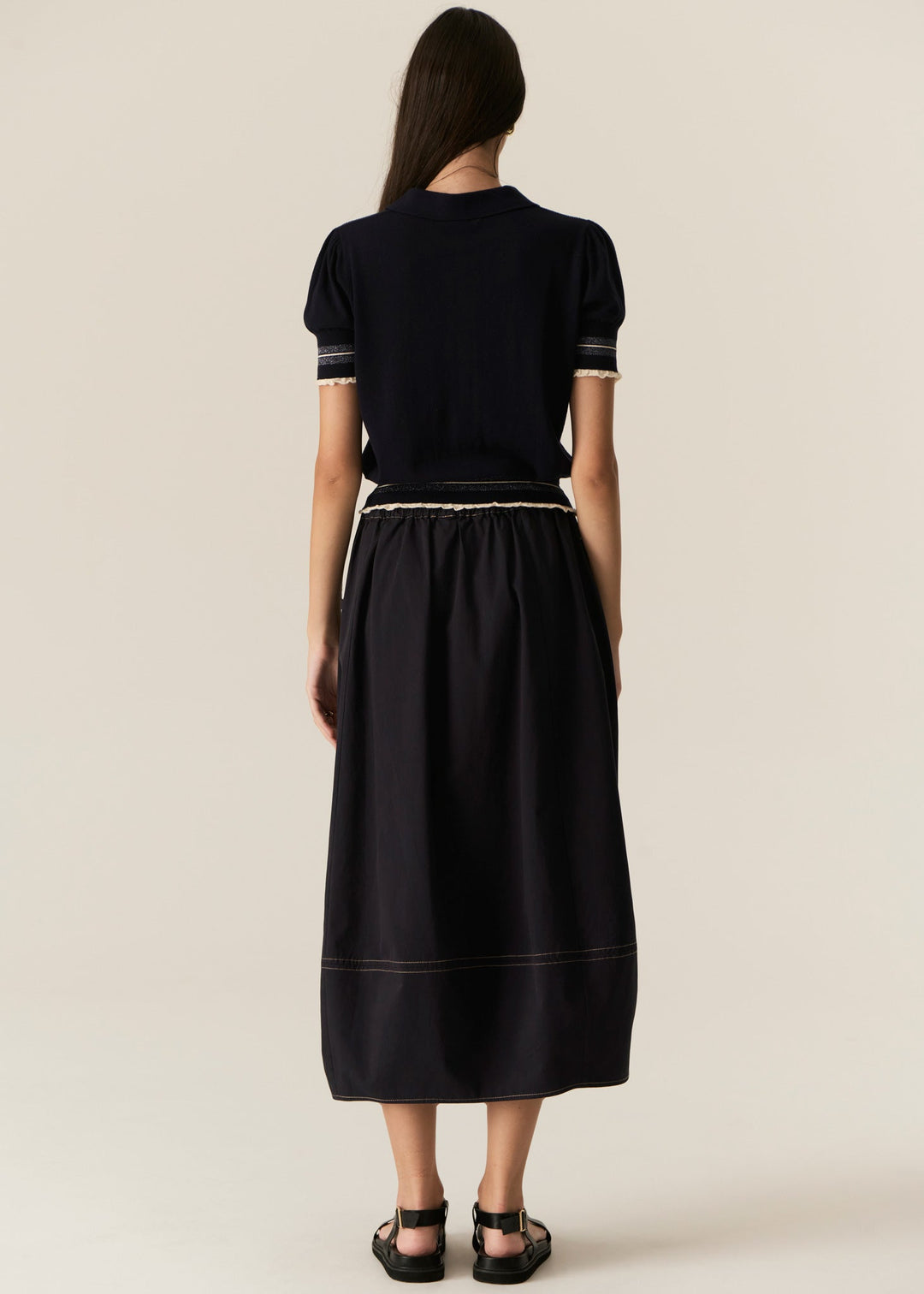 Lask Knit Polo - Ink Ecru POL