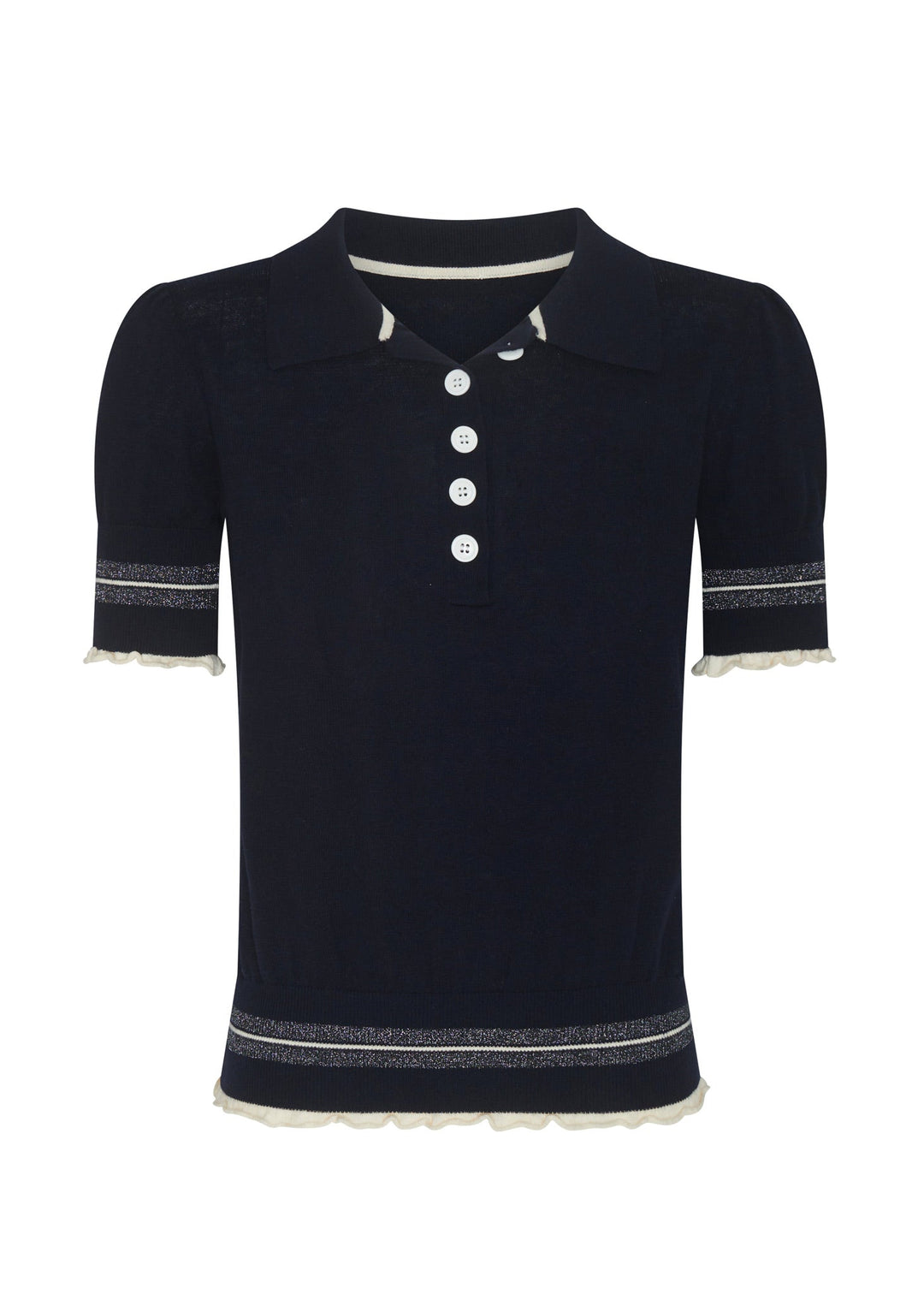 Lask Knit Polo - Ink Ecru POL