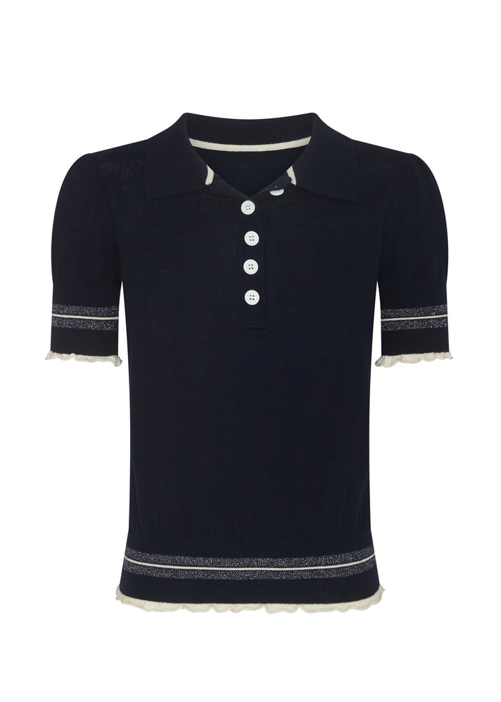 Lask Knit Polo - Ink Ecru POL