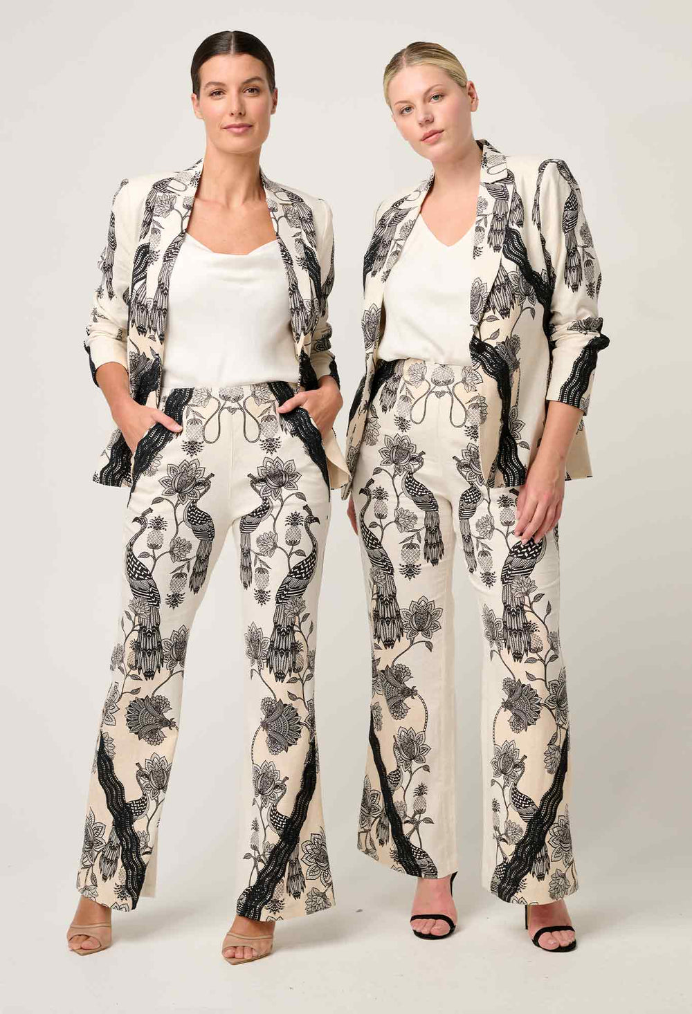 Leandro Contrast Lace Linen Viscose Stretch Blazer in Imperial Stone blazer Once Was